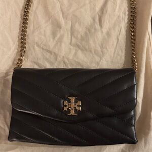Tory Burch Kira Small Chevron Black Quilted Leather Crossbody Bag